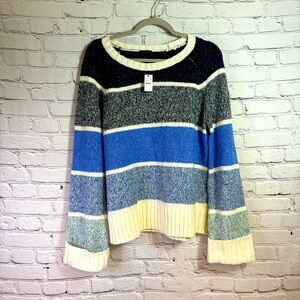 NWT Talbots Blue, Cream, Grey Oversized Sweater Size L